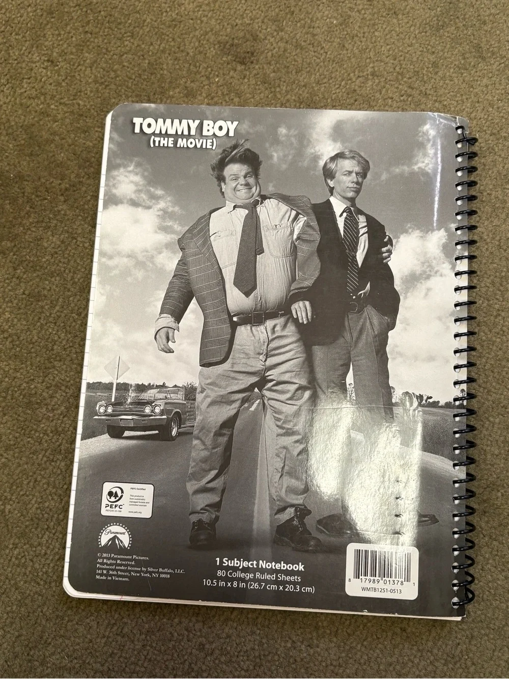 Tommy Boy Movie Paint Chips Notebook Chris Farley